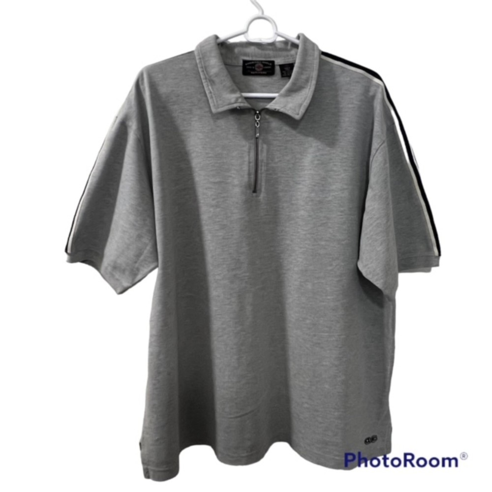 American Eagle Outfitters Mens Gray 1/4 Front Zip Short Sleeve Polo Shirt Sz XL